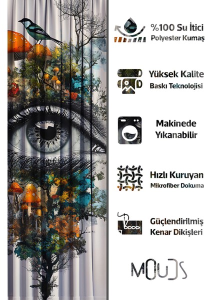 Banyo Perdesi, Gözün Bahçesi Desenli Duş Perdesi, Küvet Perdesi, Halka Hediyeli 175X200CM Bp-92 fiyatları