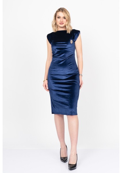 Velvet Sculpt Draped Evening Dress – Kadife Drapeli Premium Gece Elbisesi 50348