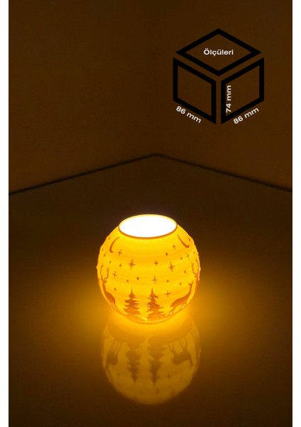 Yılbaşı Geyik Modelli Tealight Çıkıntılı Mumluk NO.2101P (Led Işık Dahil) fiyatları