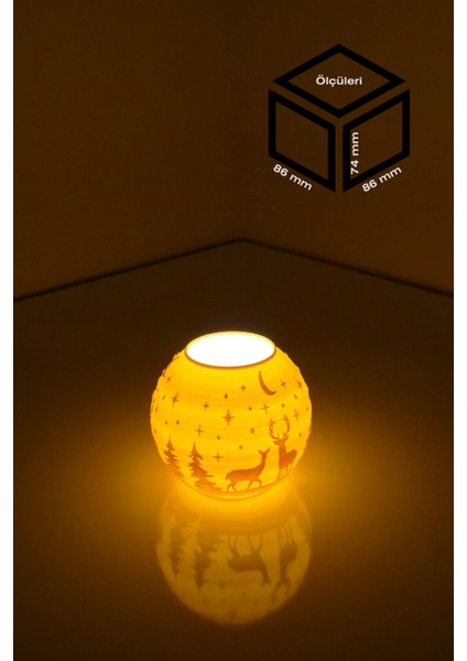 Yılbaşı Geyik Modelli Tealight Çıkıntılı Mumluk NO.2101P (Led Işık Dahil) modelleri