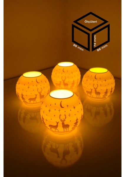 Yılbaşı Geyik Modelli Tealight Çıkıntılı Mumluk NO.2101P (Led Işık Dahil) fırsatları