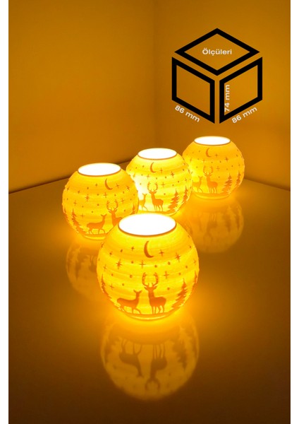 Yılbaşı Geyik Modelli Tealight Çıkıntılı Mumluk NO.2101P (Led Işık Dahil) indirimleri