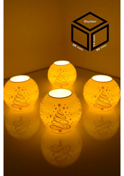 Yılbaşı Geyik Modelli Tealight Çıkıntılı Mumluk NO.2101P (Led Işık Dahil)