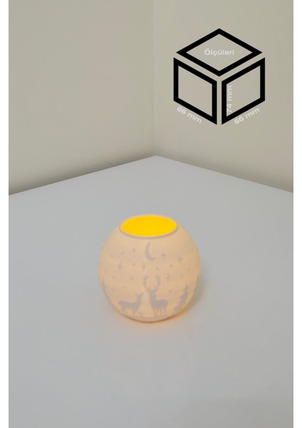 Yılbaşı Geyik Modelli Tealight Çıkıntılı Mumluk NO.2101P (Led Işık Dahil)