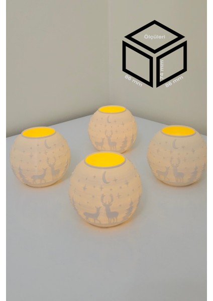 Yılbaşı Geyik Modelli Tealight Çıkıntılı Mumluk NO.2101P (Led Işık Dahil)