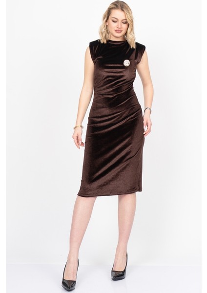 Velvet Sculpt Draped Evening Dress – Kadife Drapeli Premium Gece Elbisesi 50348