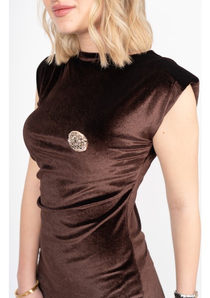 Velvet Sculpt Draped Evening Dress – Kadife Drapeli Premium Gece Elbisesi 50348 fırsatları