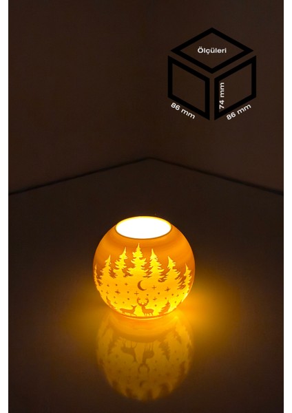 Yılbaşı Geyik Modelli Tealight Girintili Mumluk NO.2102N (Led Işık Dahil) modelleri