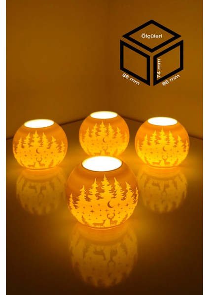 Yılbaşı Geyik Modelli Tealight Girintili Mumluk NO.2102N (Led Işık Dahil) fırsatları