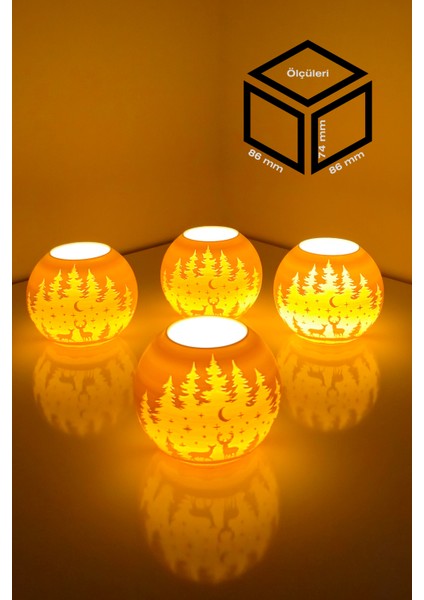 Yılbaşı Geyik Modelli Tealight Girintili Mumluk NO.2102N (Led Işık Dahil) indirimleri