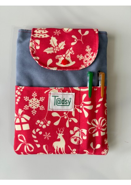 Yılbaşı Desenli Kitap Kılıfı Şık ve Koruyucu Cepli Kitap Kılıfı Çok Amaçlı Çanta 19X25 cm fiyatları