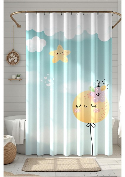 Banyo Perdesi, Gökyüzü Masalı Desenli Duş Perdesi, Küvet Perdesi, Halka Hediyeli 175X200CM Bp-82 fiyatları