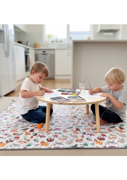 Zoo, Ebat: 145x150cm Su Geçirmez, Yer/masa Örtüsü Yemek ve Oyun için Çok Amaçlı