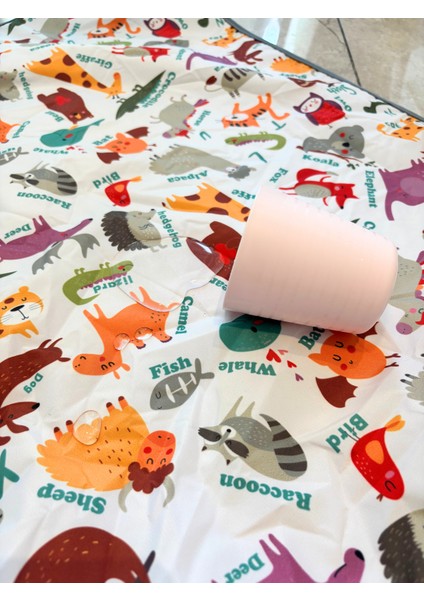 Zoo, Ebat: 145x150cm Su Geçirmez, Yer/masa Örtüsü Yemek ve Oyun için Çok Amaçlı indirimleri