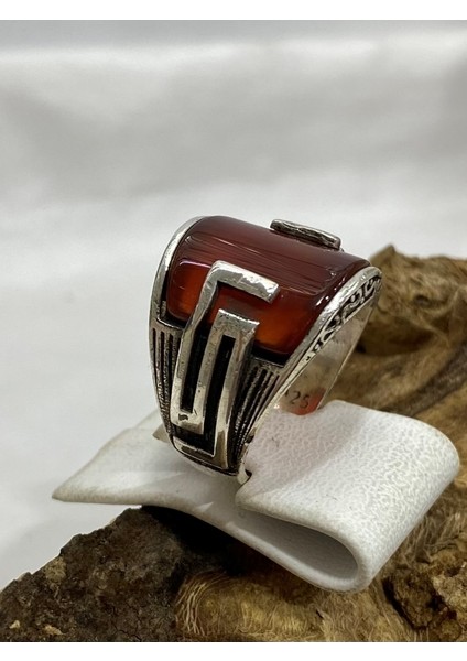 Gümüş Kırmızı Taşlı Erkek Yüzük fiyatları