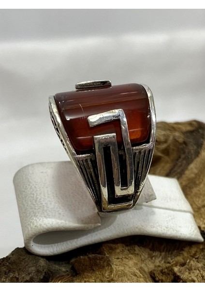 Gümüş Kırmızı Taşlı Erkek Yüzük modelleri