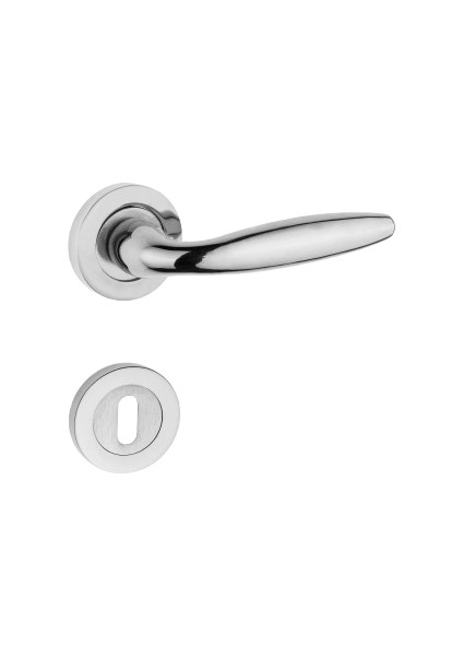 Tombik Kol Yuvarlak Rozetli Nikel Saten Oda Kapı Kolu