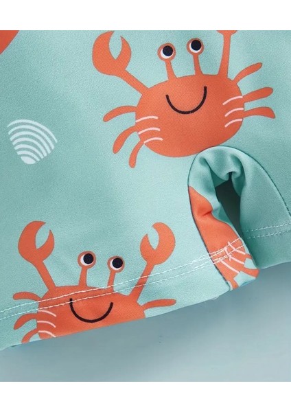 Turkuaz Yengeç Desenli Bebek Mayo – Fermuarlı, Rahat ve Esnek Yazlık Tulum Mayo Swimwear modelleri