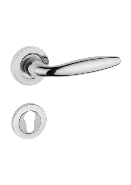 Tombik Kol Yuvarlak Rozetli Nikel Saten Yale Kapı Kolu