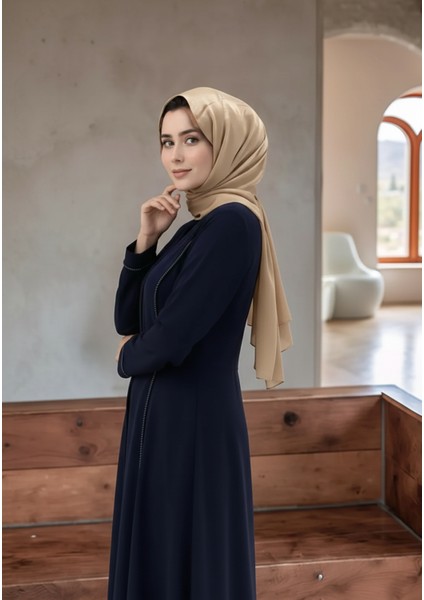 Tesettür Özel Kesim Yanları Taş Detaylı Şık ve Rahat Kadın Ferace Günlük Kullanıma Uygun Zarif Tesettür Elbise Modeli fiyatları