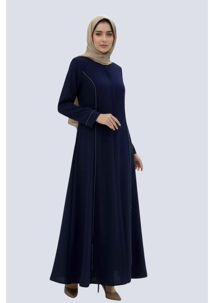 Tesettür Özel Kesim Yanları Taş Detaylı Şık ve Rahat Kadın Ferace Günlük Kullanıma Uygun Zarif Tesettür Elbise Modeli indirimleri