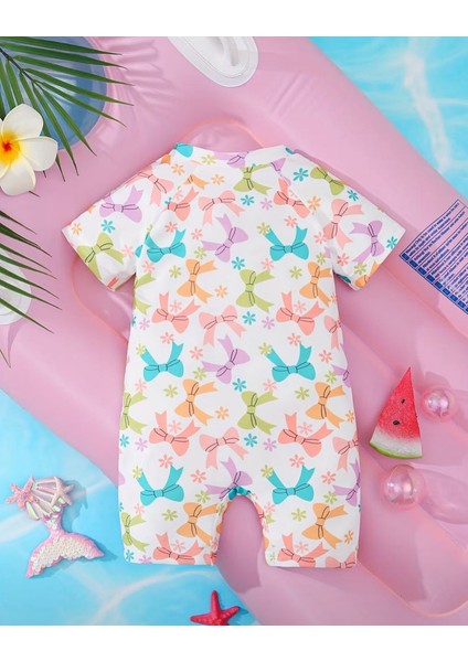 Pastel Fiyonk Desenli Kız Bebek Mayo – Fermuarlı, Rahat Kesim Yazlık Swimwear fiyatları