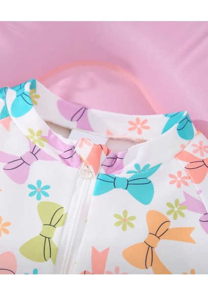 Pastel Fiyonk Desenli Kız Bebek Mayo – Fermuarlı, Rahat Kesim Yazlık Swimwear modelleri