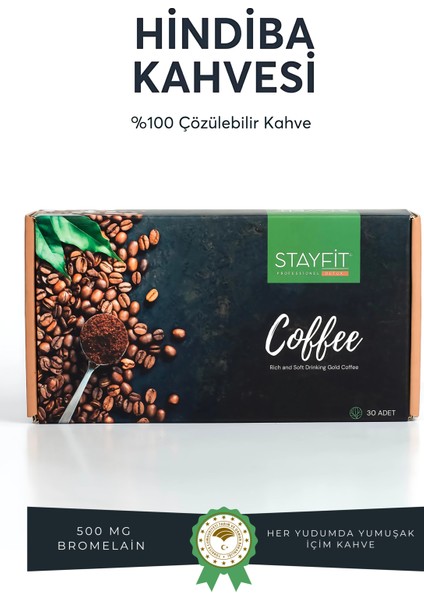 STAYFİT 30 Günlük Hindiba Kahve - 500 Mg Bromelain 2400 Gdu - L-carnitine Takviyeli