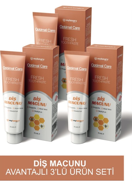 Optimal Care Aloe Vera ve Propolisli Florürsüz Diş Macunu 3 x 75 ml