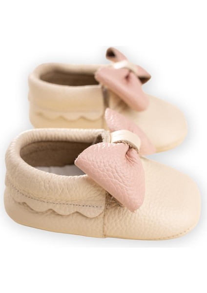 Deri Bebek Ayakkabı 17-21 Numara Ekru Pudra modelleri