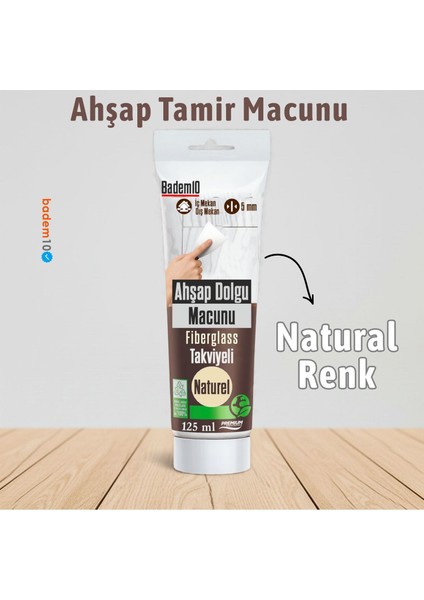 Ahşap Parke Tamir Macunu Natürel Renk Mobilya Masa Dolgu Çatlak Çizik Giderici 125 ml Kullanım Hazır