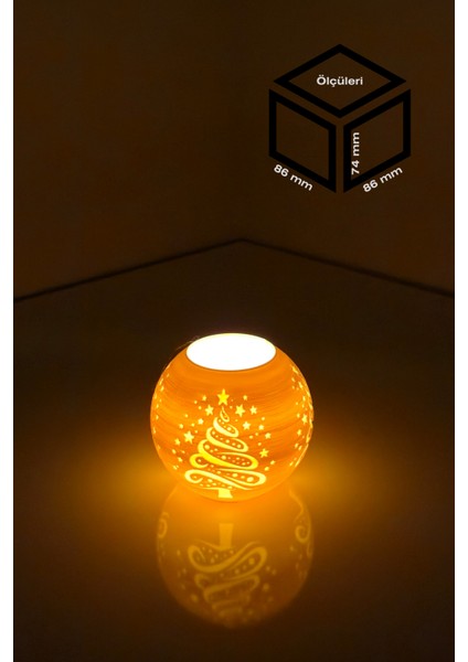 Yılbaşı Ağacı Modelli Tealight Girintili Mumluk NO.2103N (Led Işık Dahil)