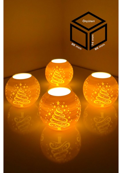 Yılbaşı Ağacı Modelli Tealight Girintili Mumluk NO.2103N (Led Işık Dahil)