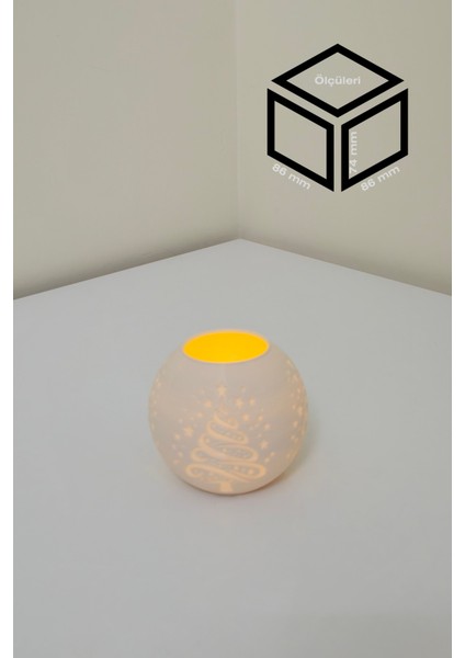 Yılbaşı Ağacı Modelli Tealight Girintili Mumluk NO.2103N (Led Işık Dahil)
