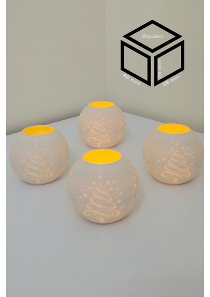 Yılbaşı Ağacı Modelli Tealight Girintili Mumluk NO.2103N (Led Işık Dahil)