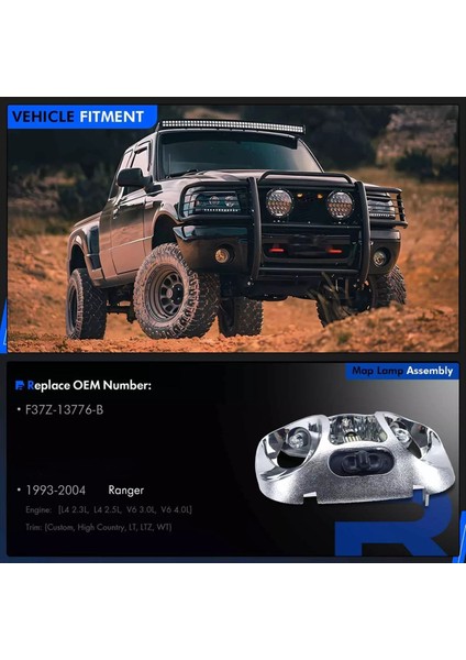 Ford Ranger 1993-2004 Için LED Iç Tavan Çatı Kubbesi F37Z-13776-B (Yurt Dışından) fiyatları