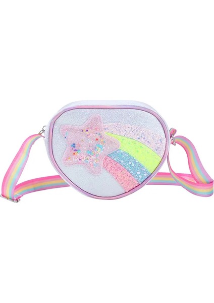 Gökkuşağı Yıldızı Çocukların Aşk Kalp Şekleli Çanta Renkli Omuz Kayışları Bebek Kız Çantalar Crossbody Çantalar Sevimli Karikatür Çocuk Para Çantaları Renk: Renk Beyaz (Yurt Dışından)