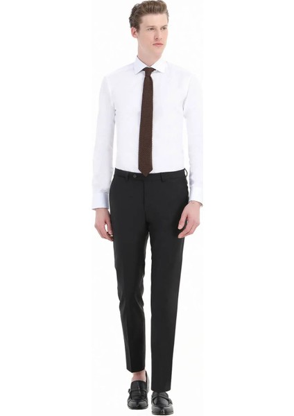 Beyaz Düz Slim Fit Dokuma Klasik %100 Pamuk Gömlek