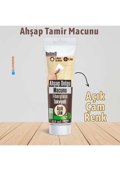 Ahşap Parke Tamir Macunu Açık Çam Mobilya Masa Dolgu Çatlak Çizik Giderici 125 ml Kullanım Hazır