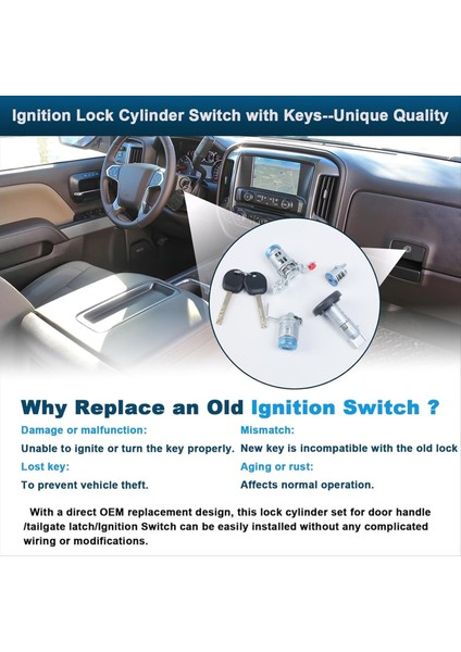 Chevrolet Silverado Gmc Sierra Için Kilit Silindir Anahtarı Seti 13590041 84668679 Kapı Kolu/bagaj Kapağı Mandalı/ateşleme Anahtarı (Yurt Dışından) fiyatları