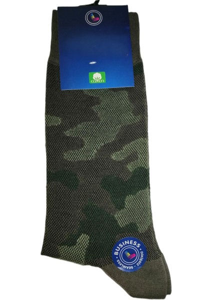 Erkek Kamuflaj Desen Dikişsiz Yazlık Soket Çorap 40-44 Numara 1 Çift