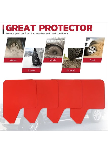 4pcs Evrensel Kırmızı Araba Sıçraması Koruma Koruma Çamur Fleps Suv Çamur Çamurlu Çamurlar Çamurluk Çamurluk Otomotiv Dış Aksesuar (Yurt Dışından) fırsatları