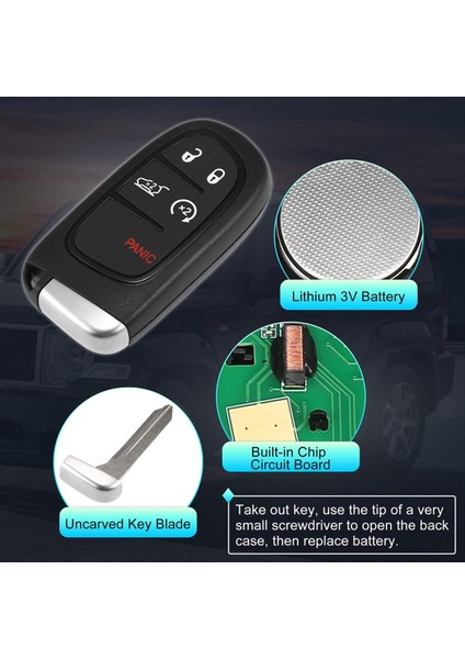 Araba Anahtarı Fob Anahtarsız Giriş Uzak GQ4-54T 433MHZ ID4A Jeep Cherokee 2014-2020 5 Düğmeleri 68141580AA 68141580AB (Yurt Dışından) indirimleri