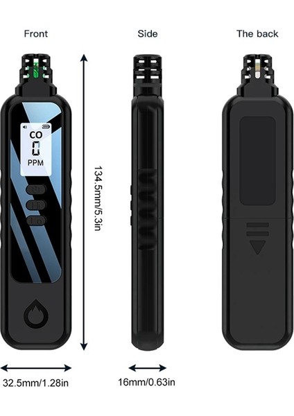 Karbon Monoksit Test Cihazı Taşınabilir Karbon Monoksit Detektörü Ev Küçük ve Taşınabilir Karbon Monoksit Detektörü (Siyah) (Yurt Dışından) indirimleri