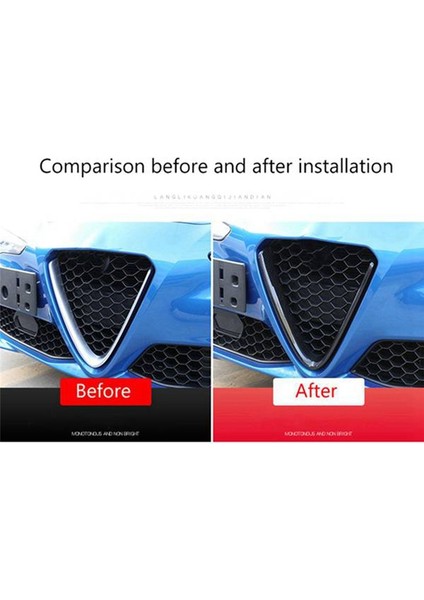 Araba Ön Tampon Hava Izgaraları V Çerçeve Dekorasyon Trim Çıkartma Logo Kapak Aksesuarları 17-20 Alfa Romeo Stelvio (Yurt Dışından) fırsatları