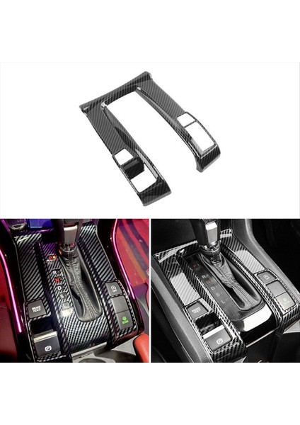 Honda Civic Için Lhd Karbon Fiber Stili 10TH 2016 2018 2018 2019 2020 Araba Merkezi Dişli Vites Paneli Kapak Çerçevesi Trim (Yurt Dışından) indirimleri