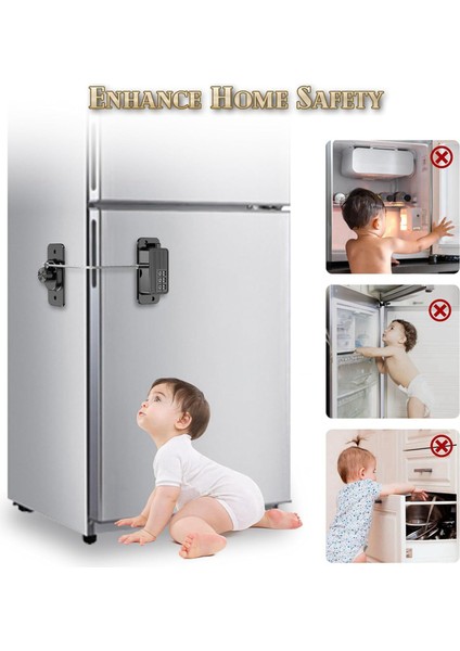 3x Buzdolabı Kilidi Buzdolabı Kilidi Anahtarsız Tek Tıklama Erişim Özelleştirilebilir Şifre Çocuk Güvenlik Kombinasyonu Kilit Siyah (Yurt Dışından) fırsatları