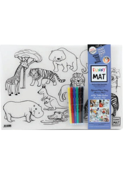 Funny Mat - Evcil Hayvanlar ve Vahşi Hayvanlar 6'lı Kalem Hediyeli 30 x 40 cm