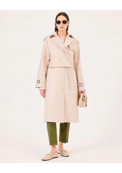 Iç Yelekli Düğmeli Kuşaklı Trençkot fiyatları