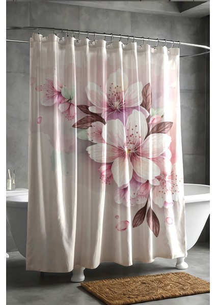 Banyo Perdesi, Renk Dalgası Desenli Duş Perdesi, Küvet Perdesi, Halka Hediyeli 175X200CM Bp-47